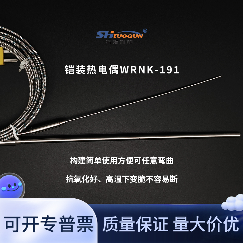 WRNK-191铠装热电偶传感器超强屏蔽可弯曲探针式温度传感器