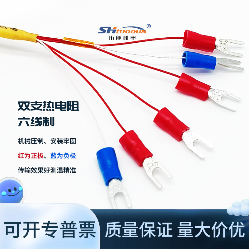 拓群WZPK-191六线制温度传感器A级PT100探头 双支铠装铂热电阻